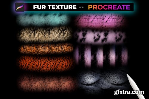 CreativeMarket - FUR TEXTURE Brushes for PROCREATE 5472665