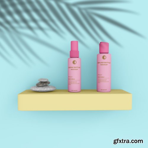 Cosmetic bottle display scene realistic mockup