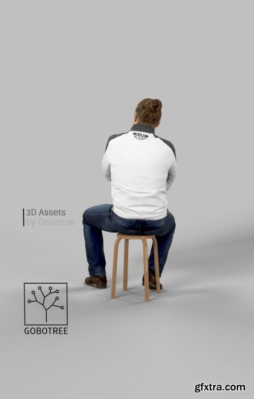 Kamil Casual Sitting Man In Jacket And Jeans Arms Crossed VR / AR / low-poly 3d model