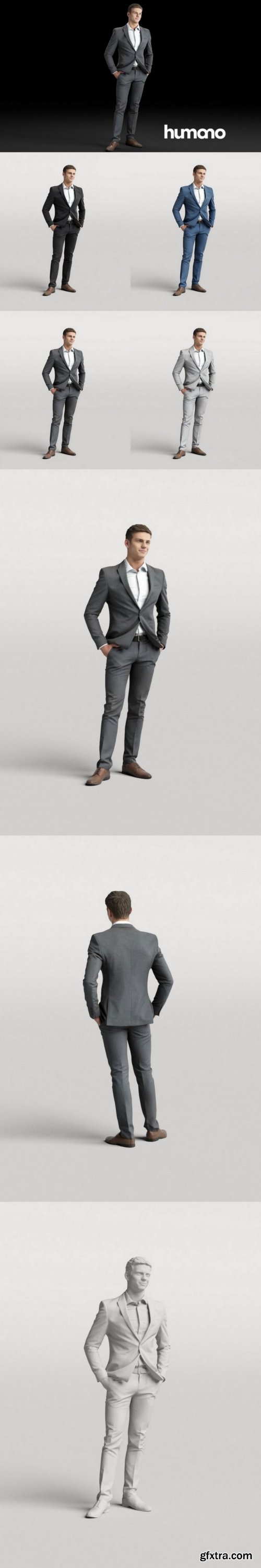 Humano Elegant Business Man Standing and smiling 0101 3D model