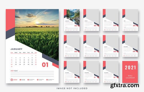 2021 wall calendar print ready template design