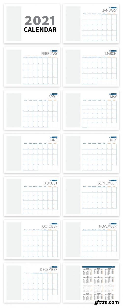 2021 Calender Planner with Blue and Yellow Accents 385543621