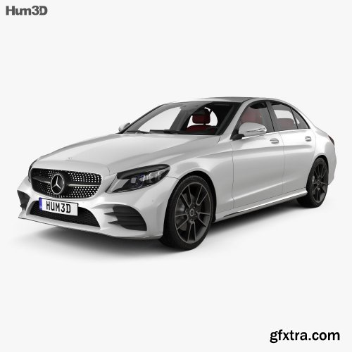 Mercedes-Benz C-Class AMG-line sedan with HQ interior 2018 3D model