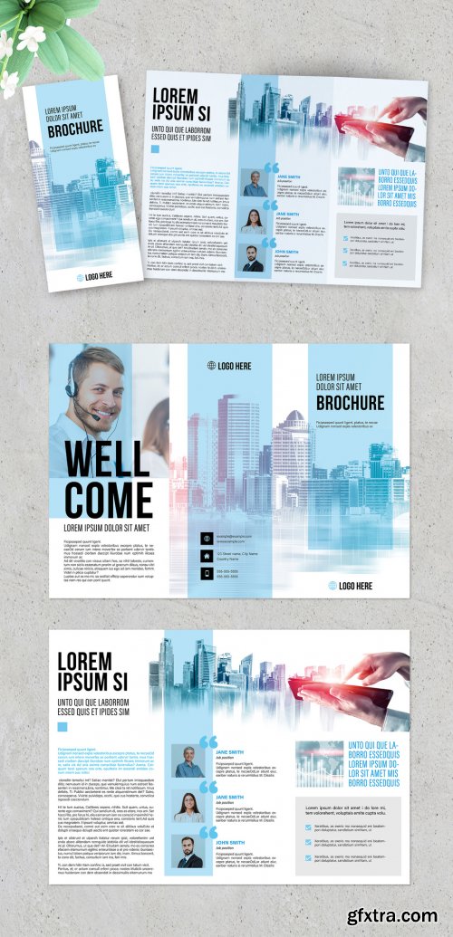 Multipurpose Blue Business Trifold Brochure 385838262