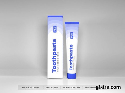 Toothpaste packaging 3d mockup - 16 PSD