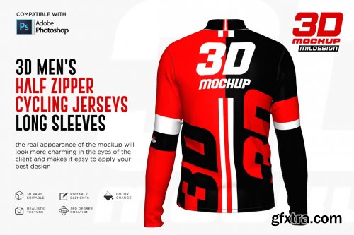 CreativeMarket - 3D Men's Halfzipper Cycling Jersey 5269750