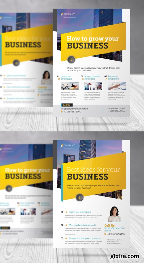 Business Consulting Flyer with Yellow Accents 386475272