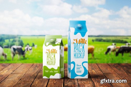 CreativeMarket - Milk Carton Box Mockup Set Package 5480260