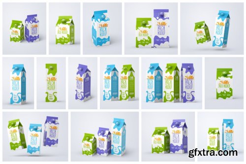 CreativeMarket - Milk Carton Box Mockup Set Package 5480260