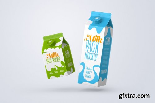 CreativeMarket - Milk Carton Box Mockup Set Package 5480260