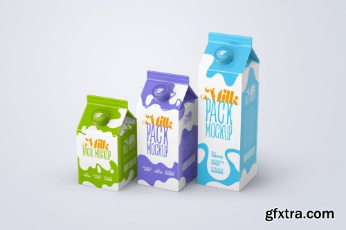 CreativeMarket - Milk Carton Box Mockup Set Package 5480260