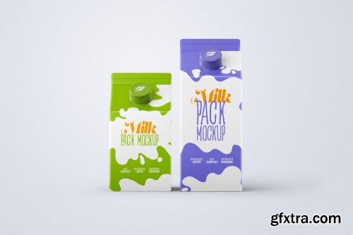 CreativeMarket - Milk Carton Box Mockup Set Package 5480260