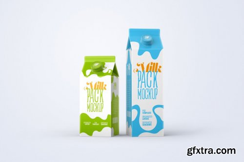 CreativeMarket - Milk Carton Box Mockup Set Package 5480260