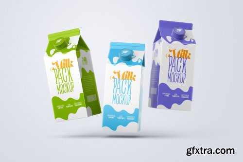 CreativeMarket - Milk Carton Box Mockup Set Package 5480260