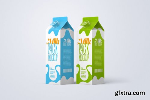 CreativeMarket - Milk Carton Box Mockup Set Package 5480260