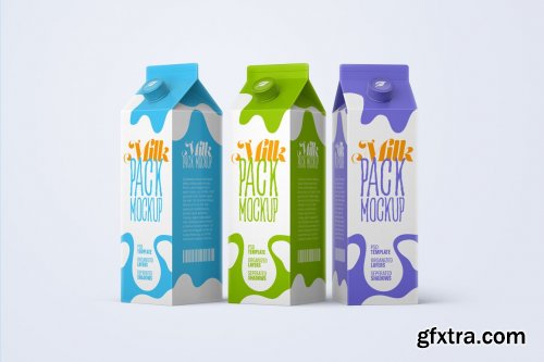 CreativeMarket - Milk Carton Box Mockup Set Package 5480260