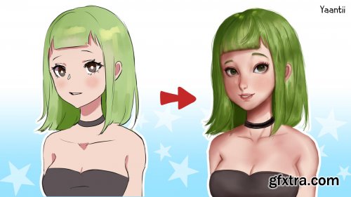  Paintover! From Anime to Semi-Realistic: Digital Painting