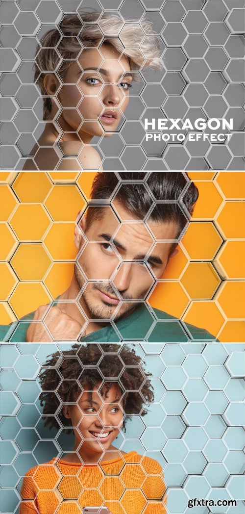 Hexagonal Tiles Photo Effect Mockup 386973076