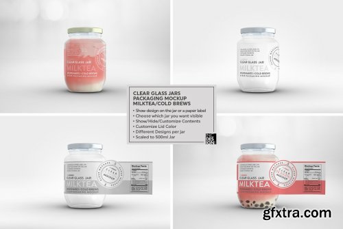 CreativeMarket - Clear Glass Jar Packaging Mockup 5444762