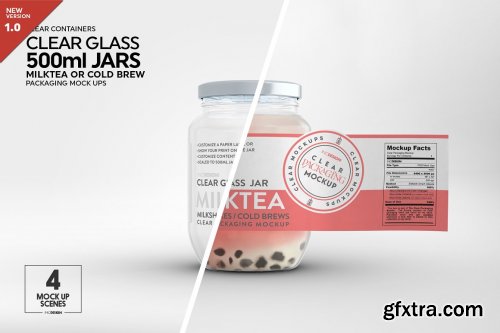 CreativeMarket - Clear Glass Jar Packaging Mockup 5444762