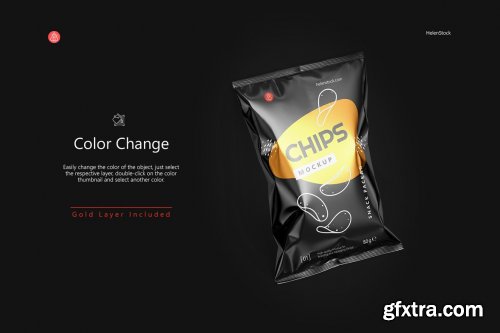 CreativeMarket - Tilted Glossy Snack Package Mockup 4941885