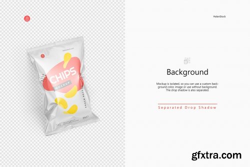 CreativeMarket - Tilted Glossy Snack Package Mockup 4941885