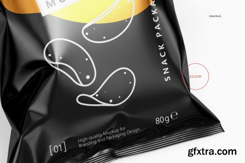 CreativeMarket - Tilted Glossy Snack Package Mockup 4941885