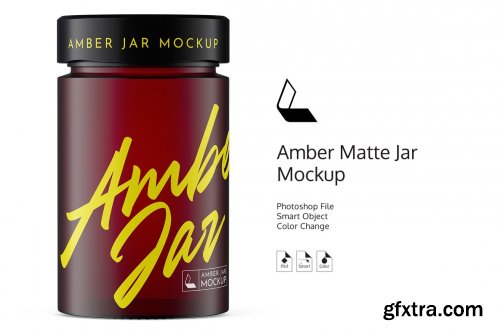 CreativeMarket - Amber Matte Jar Mockup 4944481