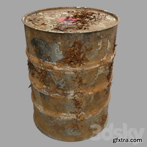 Barrel 01 rusty and peeling paint 3D Model