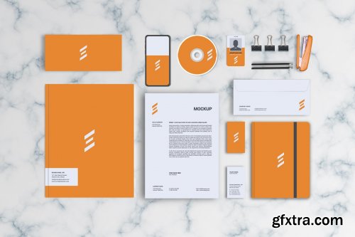 CreativeMarket - Front View Stationary Mockup 5535512