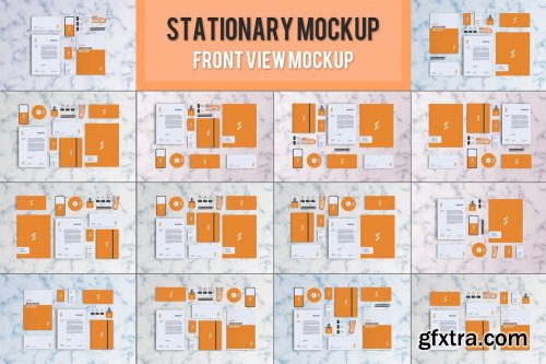 CreativeMarket - Front View Stationary Mockup 5535512