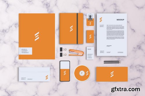 CreativeMarket - Front View Stationary Mockup 5535512