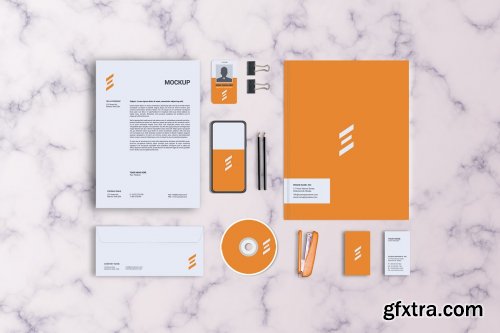 CreativeMarket - Front View Stationary Mockup 5535512