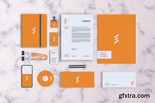 CreativeMarket - Front View Stationary Mockup 5535512