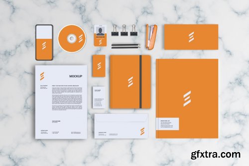 CreativeMarket - Front View Stationary Mockup 5535512