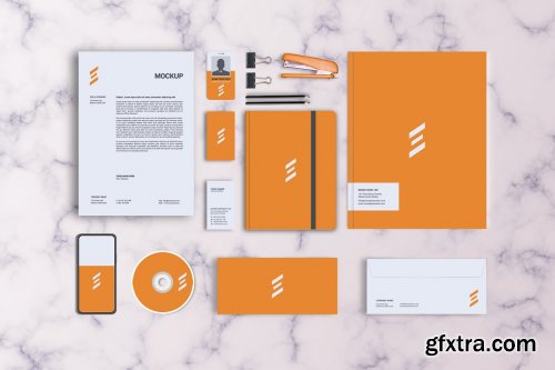 CreativeMarket - Front View Stationary Mockup 5535512