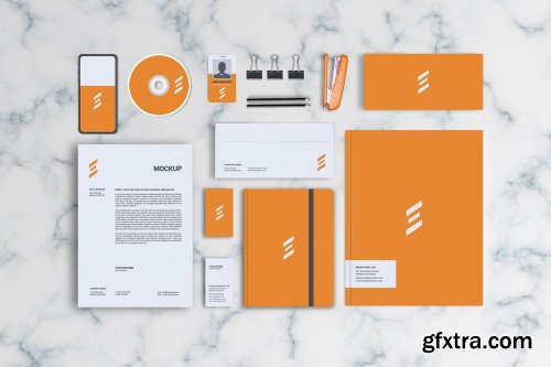 CreativeMarket - Front View Stationary Mockup 5535512