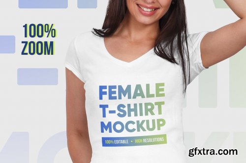 CreativeMarket - Female T-Shirt & Baseball Cap Mockup 5336844