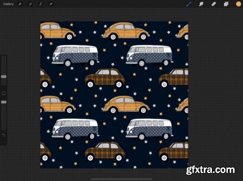  Pattern Brushes 101: Vintage Cars with Bonus Repeat Pattern Lesson in Procreate 5X