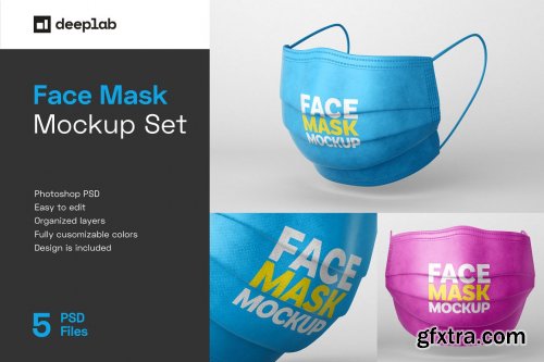 CreativeMarket - Face Mask Mockup Set | Respirator 5445447