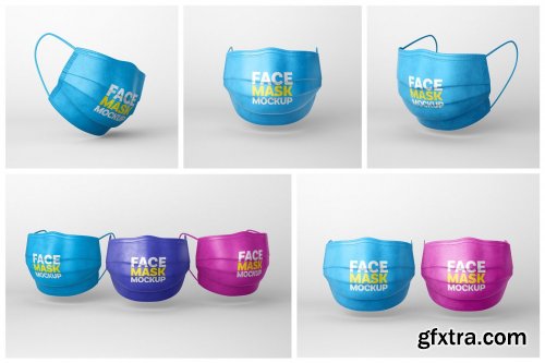 CreativeMarket - Face Mask Mockup Set | Respirator 5445447