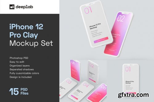 CreativeMarket - iPhone 12 Pro Clay Mockup Set 5487898