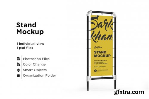 CreativeMarket - Metallic Stand Matte Banner Mockup 5556185