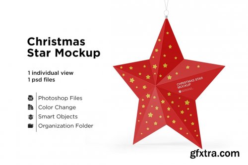 CreativeMarket - Glossy Christmas Star Toy Mockup 5556171