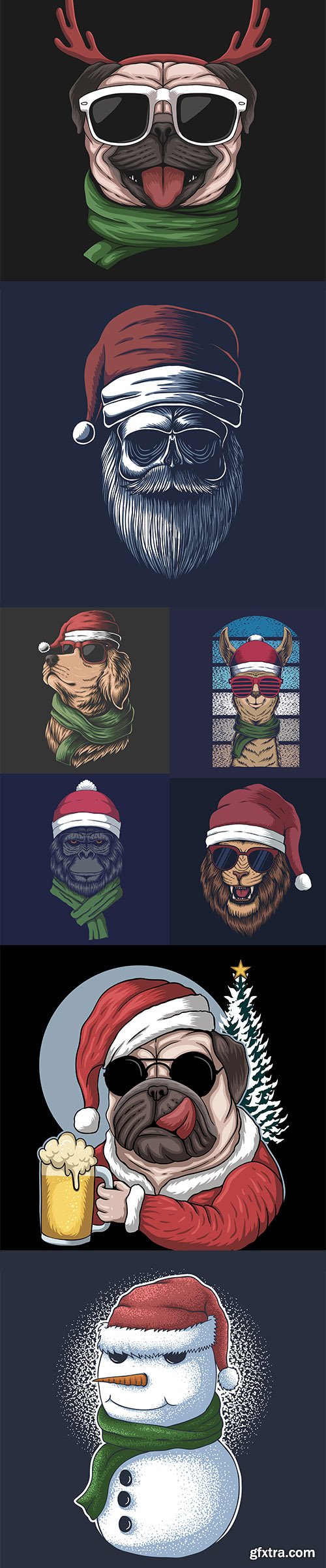 Santa Christmas Illustrations Set