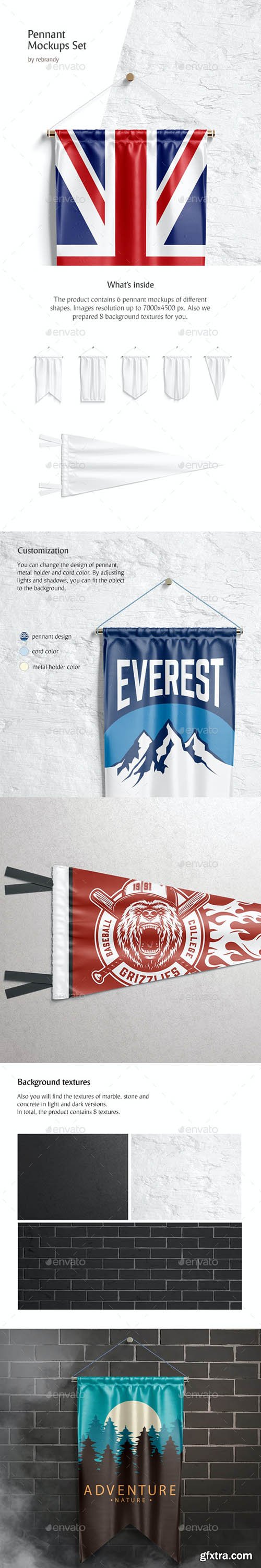 GraphicRiver - Pennant Mockups Set 29162964