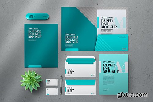 Stationery DL Envelope Folder Pocket Mockup