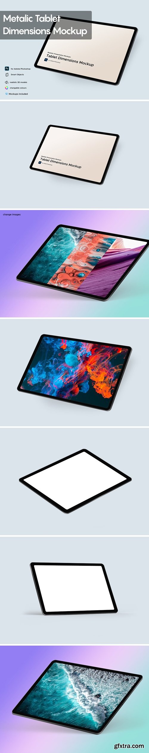 Metalic Tablet Dimensions Mockup