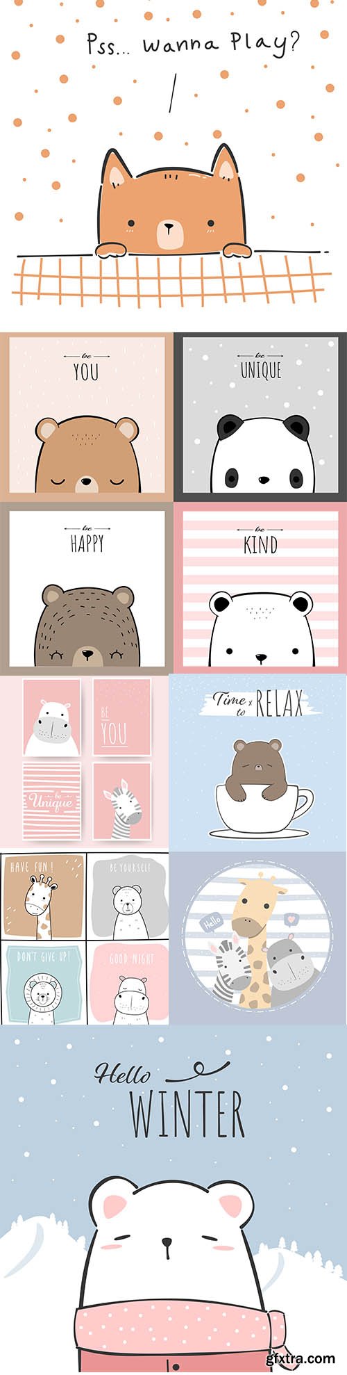 Cute puppy cartoon doodle card