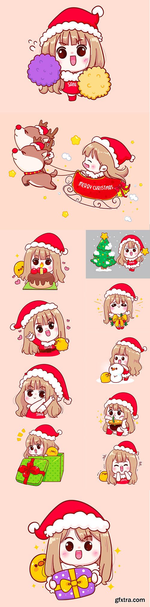 Cute girl in santa claus costume